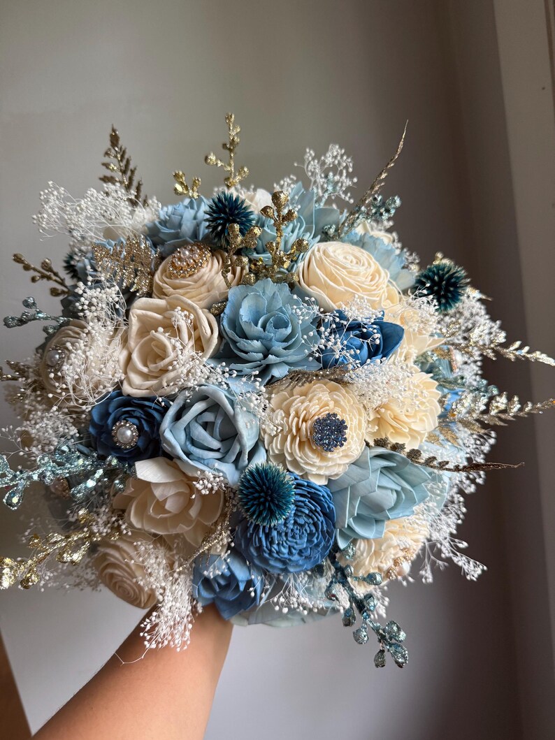 Baby Blue Quinceañera Ramo | Sola Wood Flowers | Keepsake Bouquet - Etsy