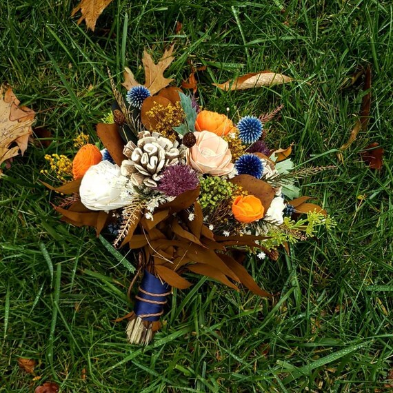 Enchanted Forest Bouquet Fall Colors Keepsake Bouquet Sola - Etsy