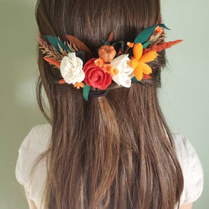 Shades of orange and pumpkin floral hair comb, sola wood flowers