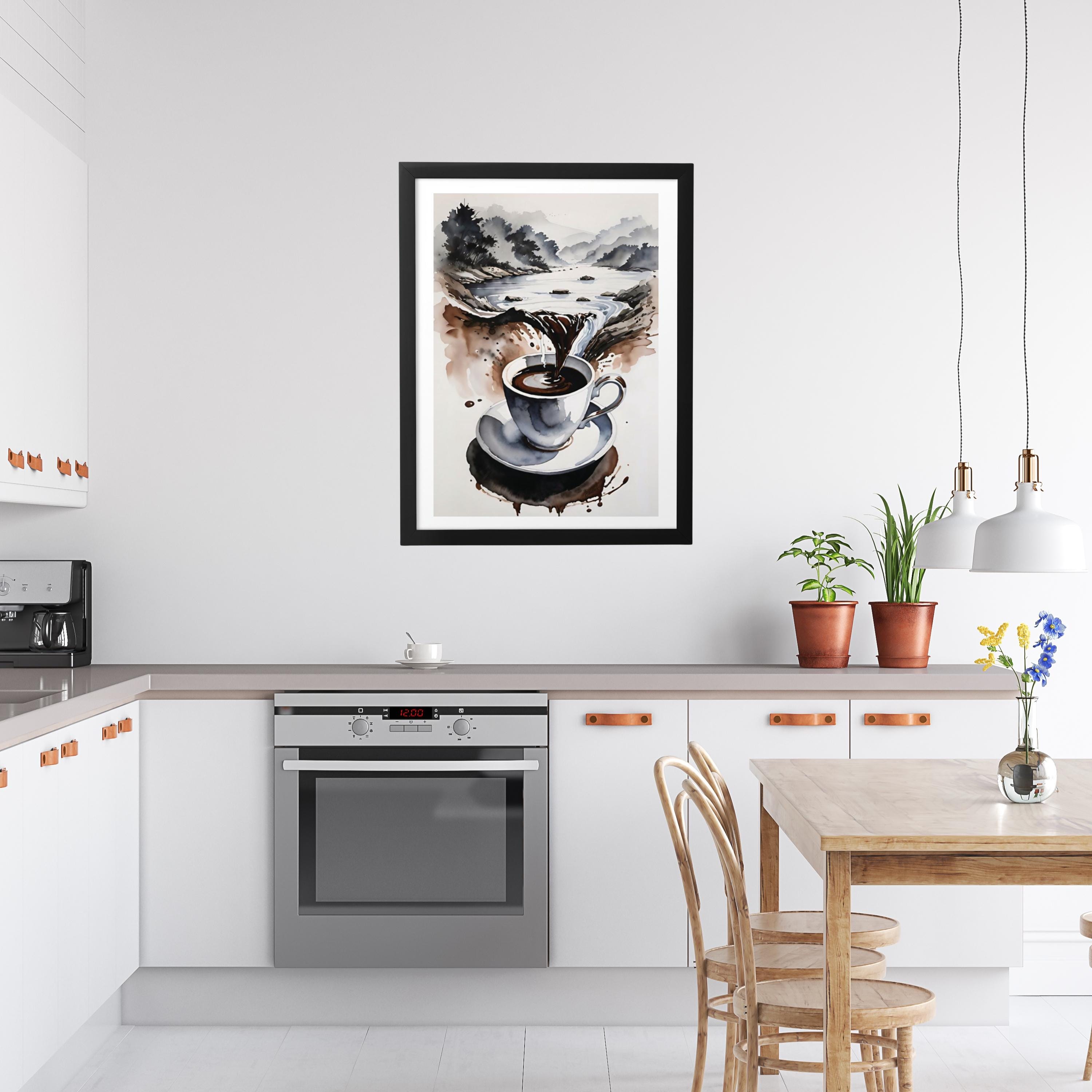 kitchen prints wall art - etsy canada | gravures de... Coffee River Art Print: Original Watercolor Kitchen Dining Wall Decor ...