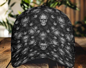 Skulls Hat Rock Music Baseball Cap Snapback Hats Gift All Over Print
