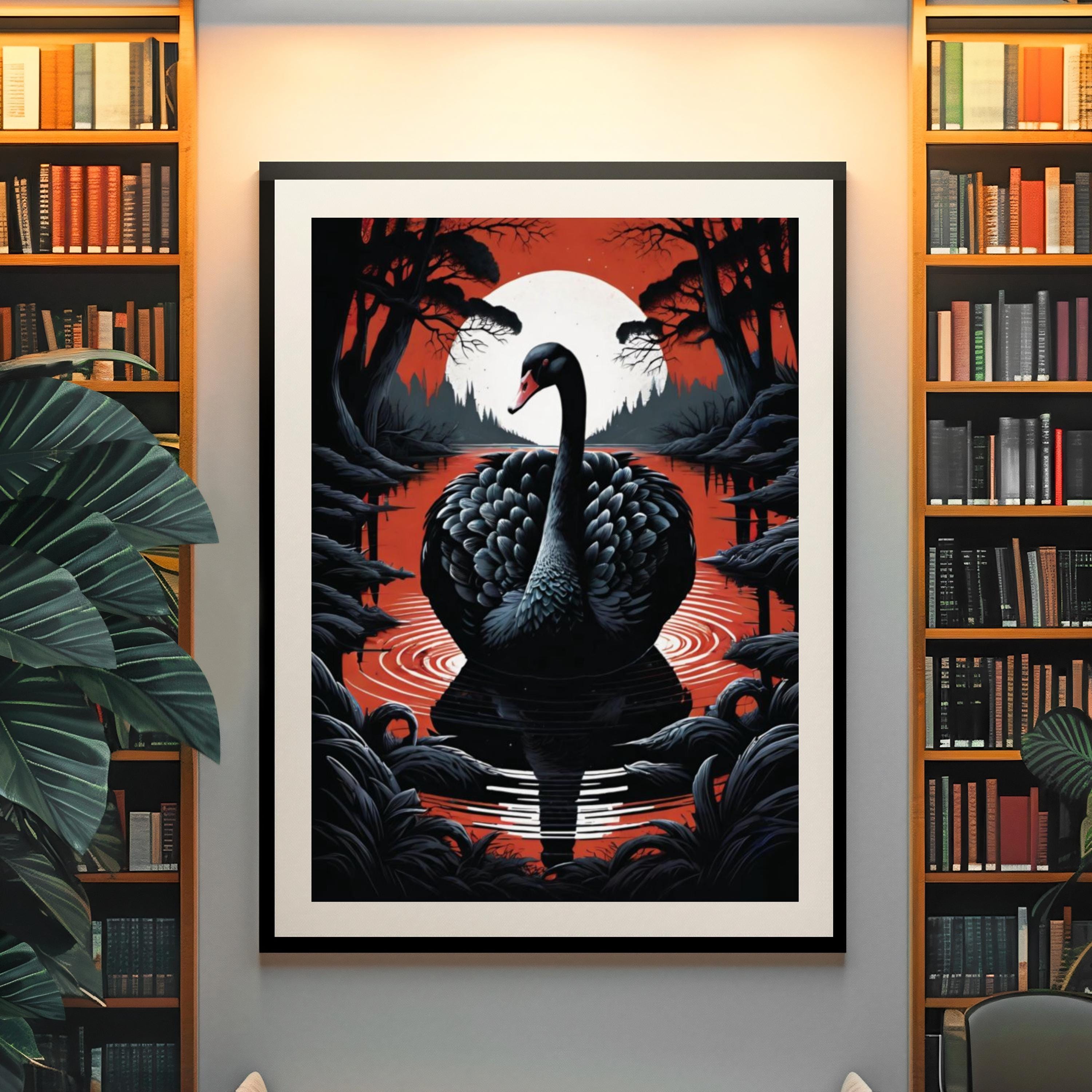 Black Swan Art Print, Birdwatching Poster, Living Room Wall Decor - Etsy