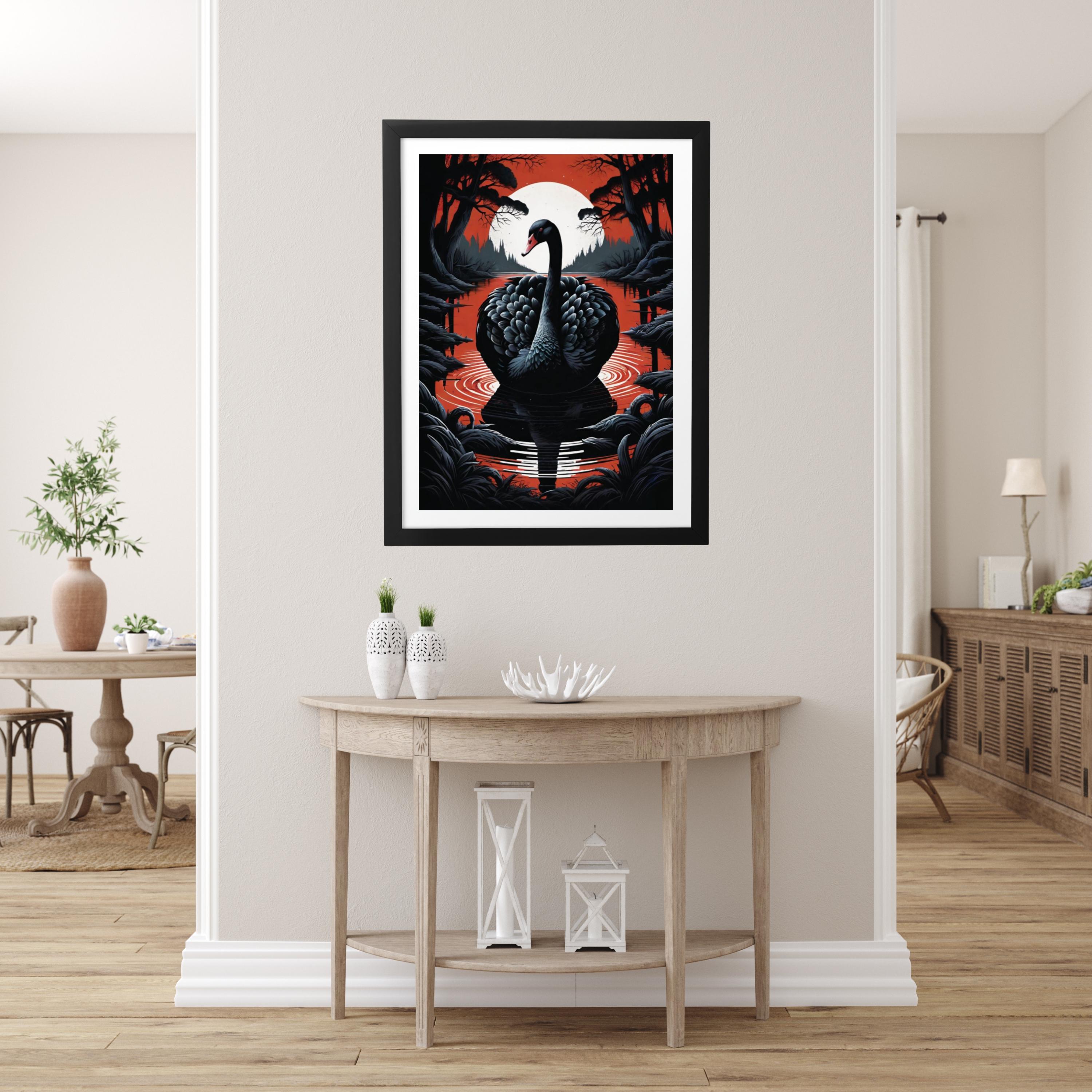 Black Swan Art Print, Birdwatching Poster, Living Room Wall Decor - Etsy