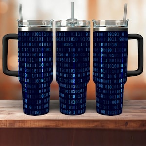 Binary Code 40 oz Tumbler with Handle Computer Programming Office Tumblers Gift