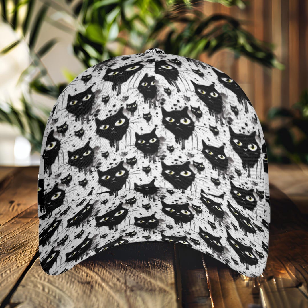 Black Cat Hat Cats Lover Baseball Cap Snapback Hats Gift All Over Print ...