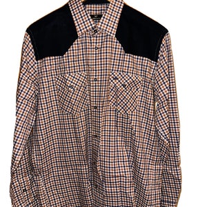 Emporio Armani Checked Velvet Cowboy Western Long Sleeve Button Up Shirt 41/42