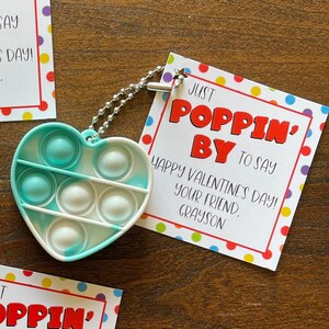 Pop Its Valentines, Poppers Valentines, Popping By To Say, Happy Valentine's Day, Non Candy Valentines, Sets of 6, Fidget Toy Valentines