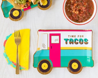 Fiesta Tableware Set, Taco Truck Plates, Taco Napkins, Plates and Napkins Set, Taco Tuesday, Taco TWOsday, Fiesta Plates and Napkins Set