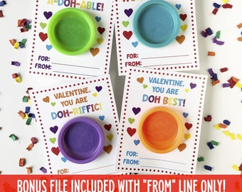 PlayDoh Valentines, Printable Valentine Cards, Non-Candy Valentine Cards, Play-Doh Valentines, Printable Valentines, Class Party Valentines