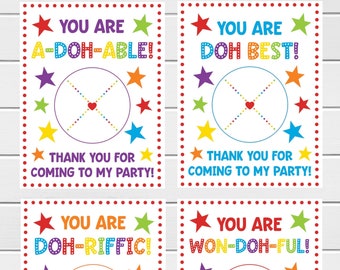Favores de cumpleaños de PlayDoh, favores de fiesta de Play Doh, favores de plastilina, favores de cumpleaños, favores imprimibles, favores de fiesta imprimibles, golosinas de cumpleaños