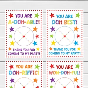 PlayDoh Birthday Favors, Play Doh Party Favors, Playdough Favors, Birthday Favors, Printable Favors, Printable Party Favors, Birthday Treats