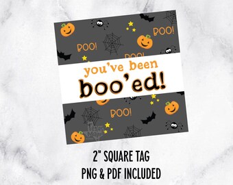 Je bent uitgejouwd Tag, Halloween Square Tag, Halloween Cookie Tag, 2 Inch Square Tag, Afdrukbare Tags, Cookie Printables, Cookie Tags