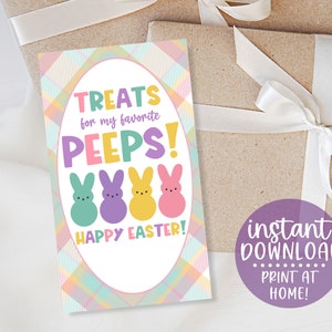 Easter Peeps Tag, Treats For My Peeps Tag, Happy Easter Printable Tag, Easter Gift Tag, Favorite Peeps, Easter Favor Tags, Instant Download