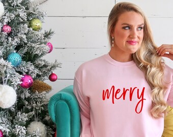 Merry Sweatshirt, Christmas Sweatshirt, Gildan 18000, Holiday Sweatshirt, Winter Sweatshirt, Christmas Shirt, Feeling Merry, Matching Shirts