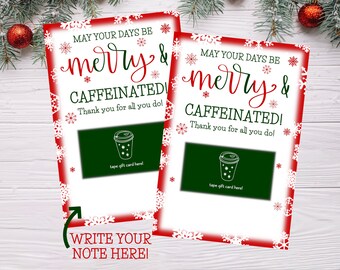 DRUCKBARE, Geschenkkartenhalter, fröhlich und koffeinhaltig, Kaffee-Geschenkanhänger, Kaffee-Geschenkkarte, Geschenk für Lehrer, Lehrer-Anerkennung