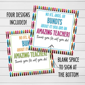 Teacher Appreciation Gift Tag, Teacher Bundt Cake Gift Tag, Bundt Cake Tag, Thank You Tag, Bundt Cake Gift Tags, No Ifs Ands or Bundts
