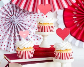 Valentine Cupcake Kit, Valentine Cupcake Toppers, Cupcake Wrappers, Valentine Party Decor, Valentine Cupcake Wrappers, Cupcake Baking Kit
