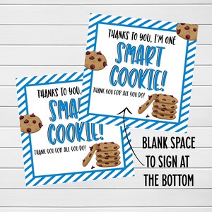Teacher Appreciation Gift Tag, Smart Cookie Gift Tag, Printable Gift Tag, Thank You For Making Me a Smart Cookie, Cookie Printable Tag