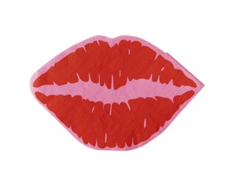 Lip Shaped Napkins, Valentine's Day Napkins, Valentine Napkins, XOXO Napkins, Kiss Napkins, Lipstick Napkins, Valentine Party, Lips Napkins