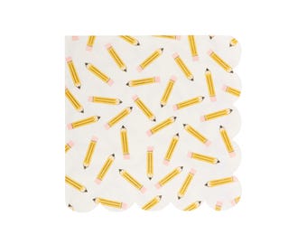 Pencil Napkins, Yellow Pencil Napkins, Back to School Party, School Napkins, Lunch Box Napkins, First Day of School, School Party Supplies