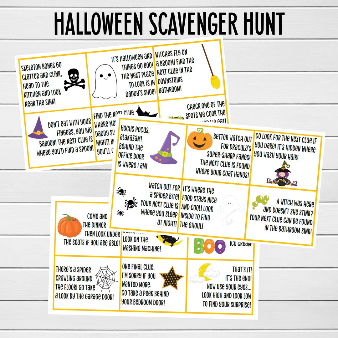 Halloween Scavenger Hunt, Halloween Hunt, Halloween Party Game, Gift ...
