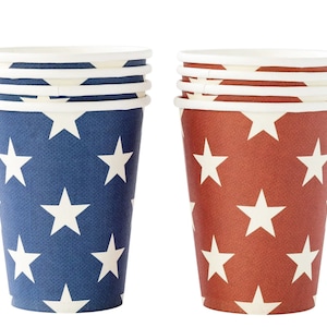 Red White and Blue Star Cups, Independence Day Party Cups, Fourth of July Cups, 4th of July Party Decor, Party Tableware, Star Party Cups