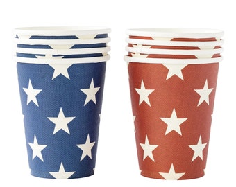 Red White and Blue Star Cups, Independence Day Party Cups, Fourth of July Cups, 4th of July Party Decor, Party Tableware, Star Party Cups