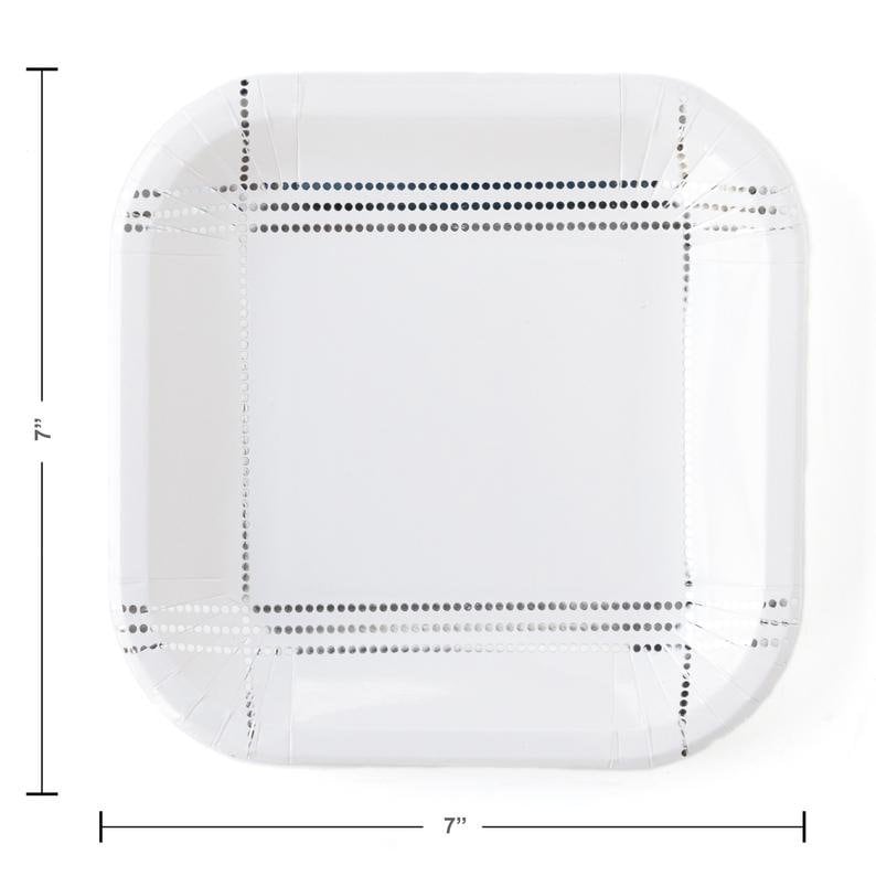 White and Silver Paper Plates White Dessert Plates Winter Etsy