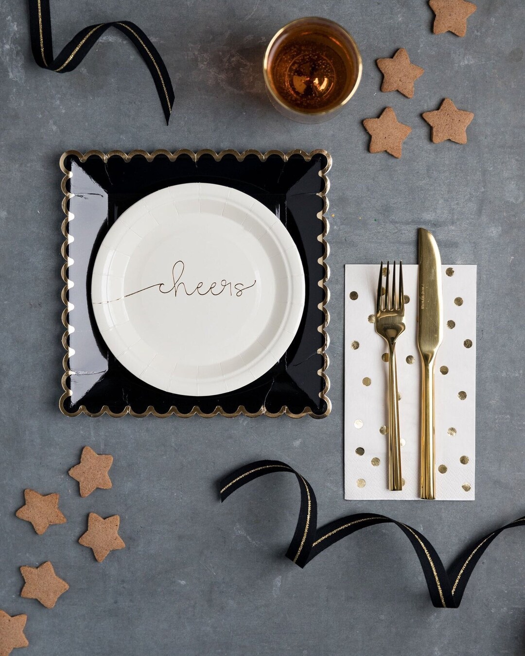 Cheers Paper Plates Gold Foil Plates New Years Eve Plates Etsy