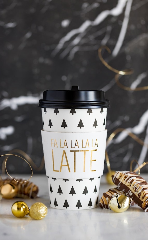 Fa La La La Latte, Christmas Coffee Cups, Holiday To Go Coffee Cups, Disposable Cups, Hot Chocolate Bar Cups, Hostess Gift
