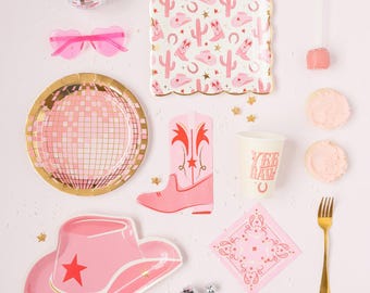Cowgirl Party Supplies, Pink Cowgirl Plates, Cowgirl Napkins, Let's Go Girls, Rodeo Birthday, Western Birthday, Pink Western Plates