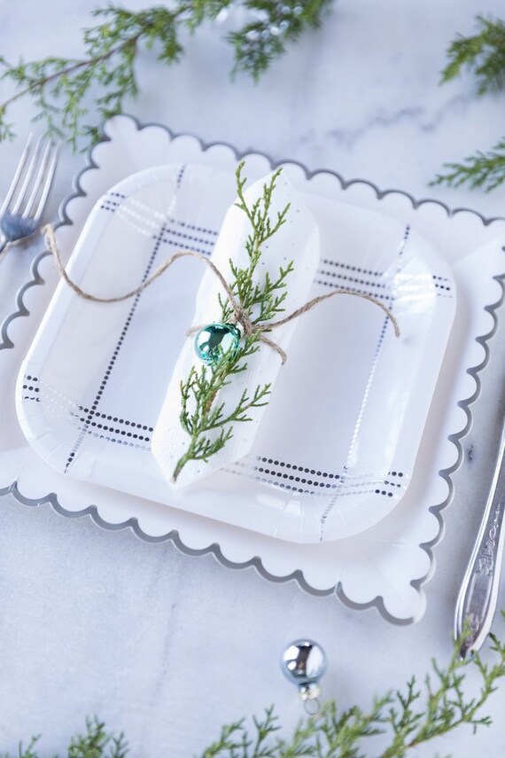 Silver and top white paper plates