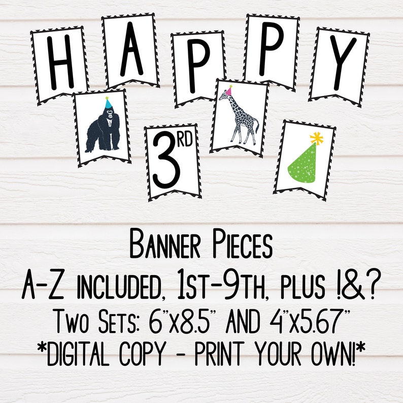 Party Animals Banner Zoo Animals Zoo Animals Banner Safari Etsy