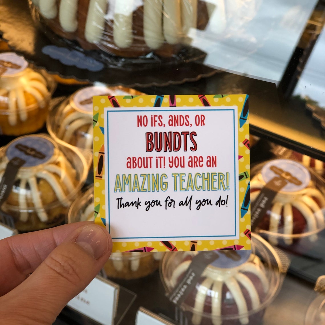 Teacher Bundt Cake Gift Tag Bundt Cake Tag Thank You Tag Etsy