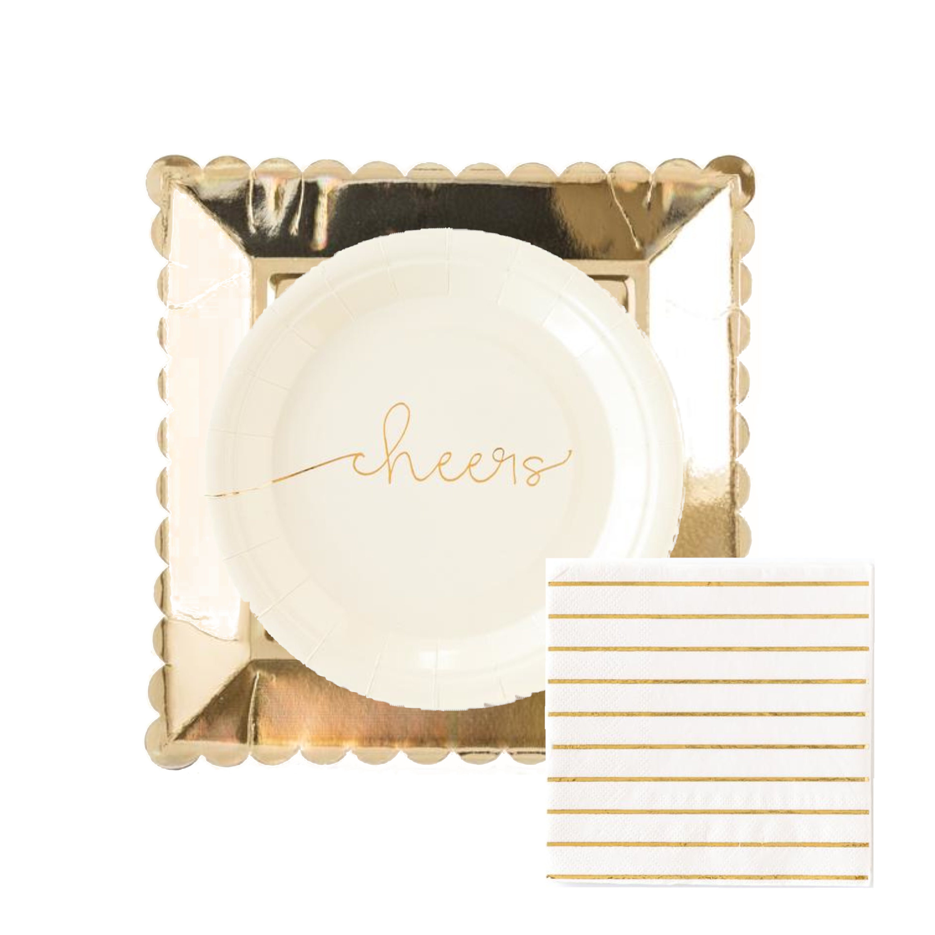 Gold Scalloped 9 Inch Paper Plates Gold Paper Plates New Etsy