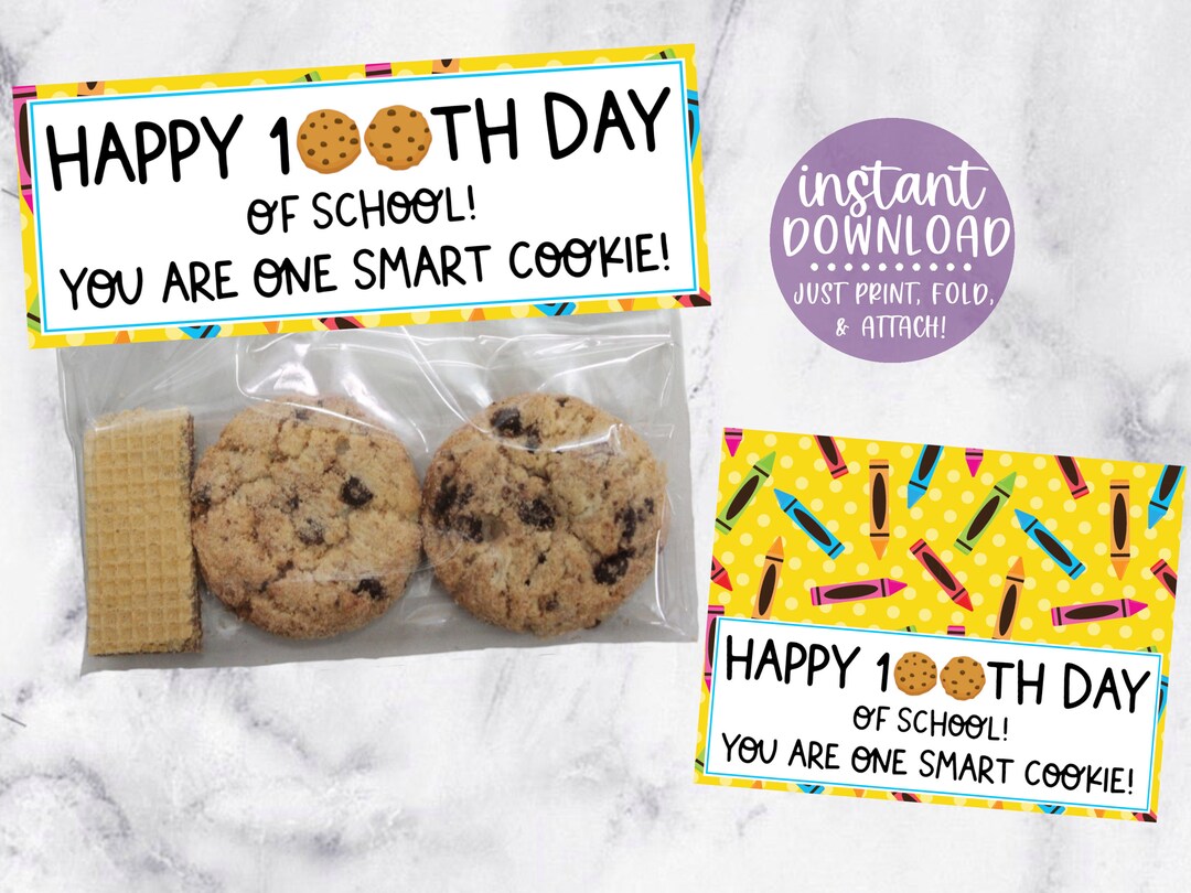 Happy 100th Day of School Bag Topper, One Smart Cookie, 100 Days of ...
