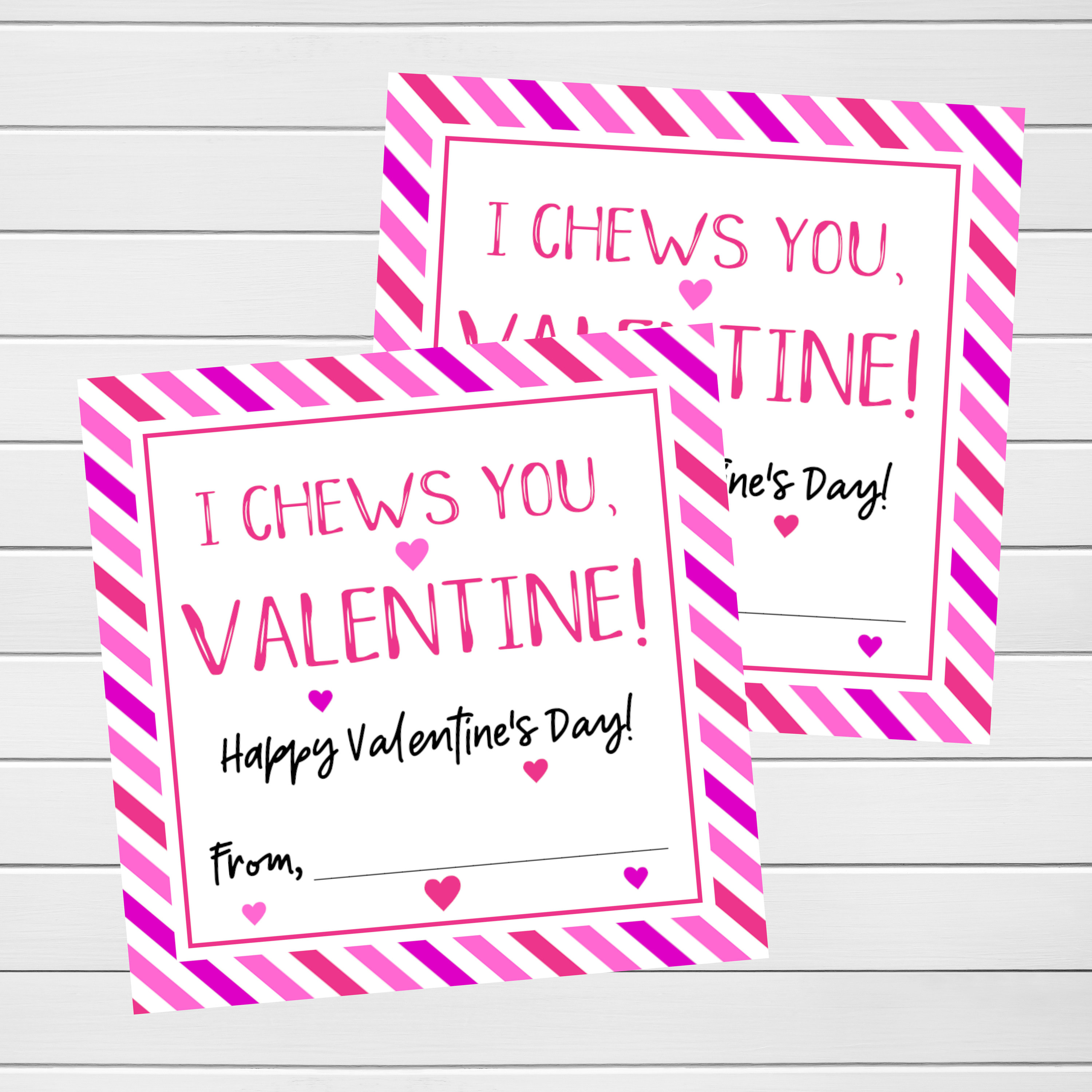 i chews you tag, bubblegum valentines, printable valentines