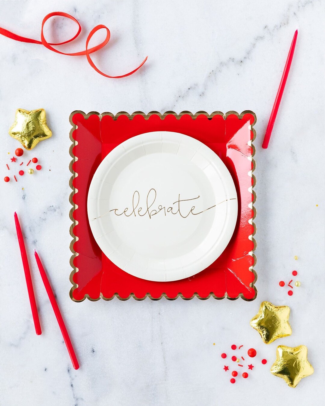 Celebrate Paper Plates, Gold Foil Plates, New Years Eve Plates