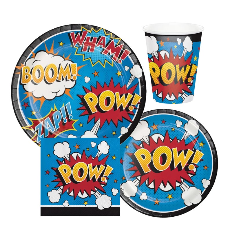 Superhero Party Plates Superhero Birthday Party Supplies Etsy