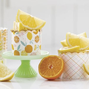 Citrus Treat Cups, Little Cutie Birthday Party Favors, Citrus Cupcake Liners, Citrus Baking Cups, Lemons and Oranges Party Decorations