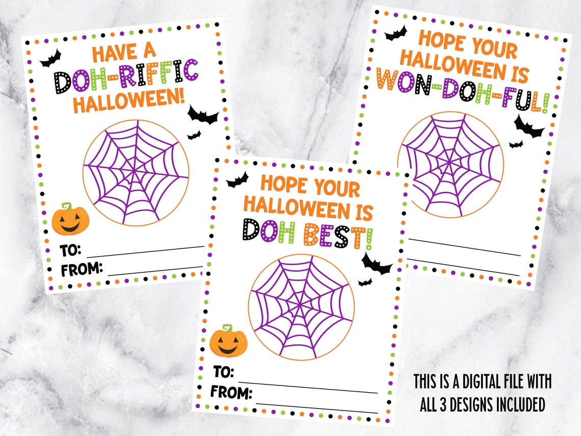 Halloween Playdoh Printable Halloween Cards Non-candy | Etsy