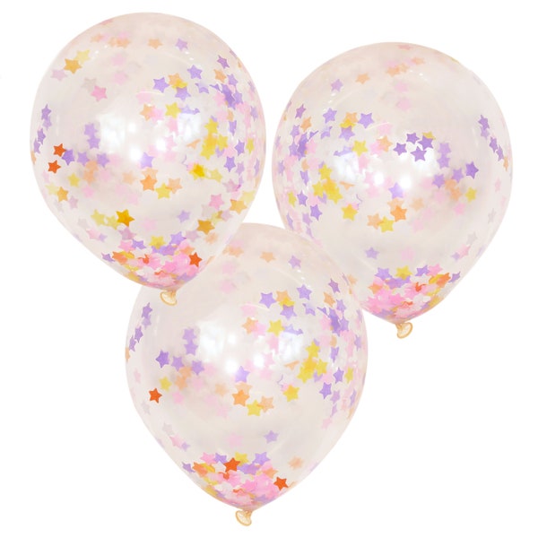 Star Confetti Balloons, Pastel Balloons, Birthday Balloons, Unicorn Birthday, Unicorn Party Decor, Birthday Decorations, Birthday Decor