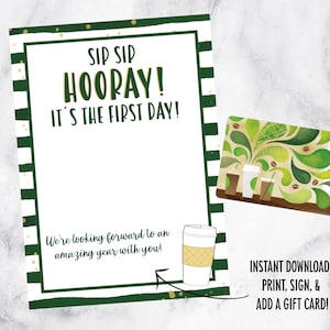 Sip Sip Hooray, It&#39;s the First Day, Coffee Gift Card, First Day of School, Gift Card Holder, Teacher Gift, Gift for Teacher, Back to School
