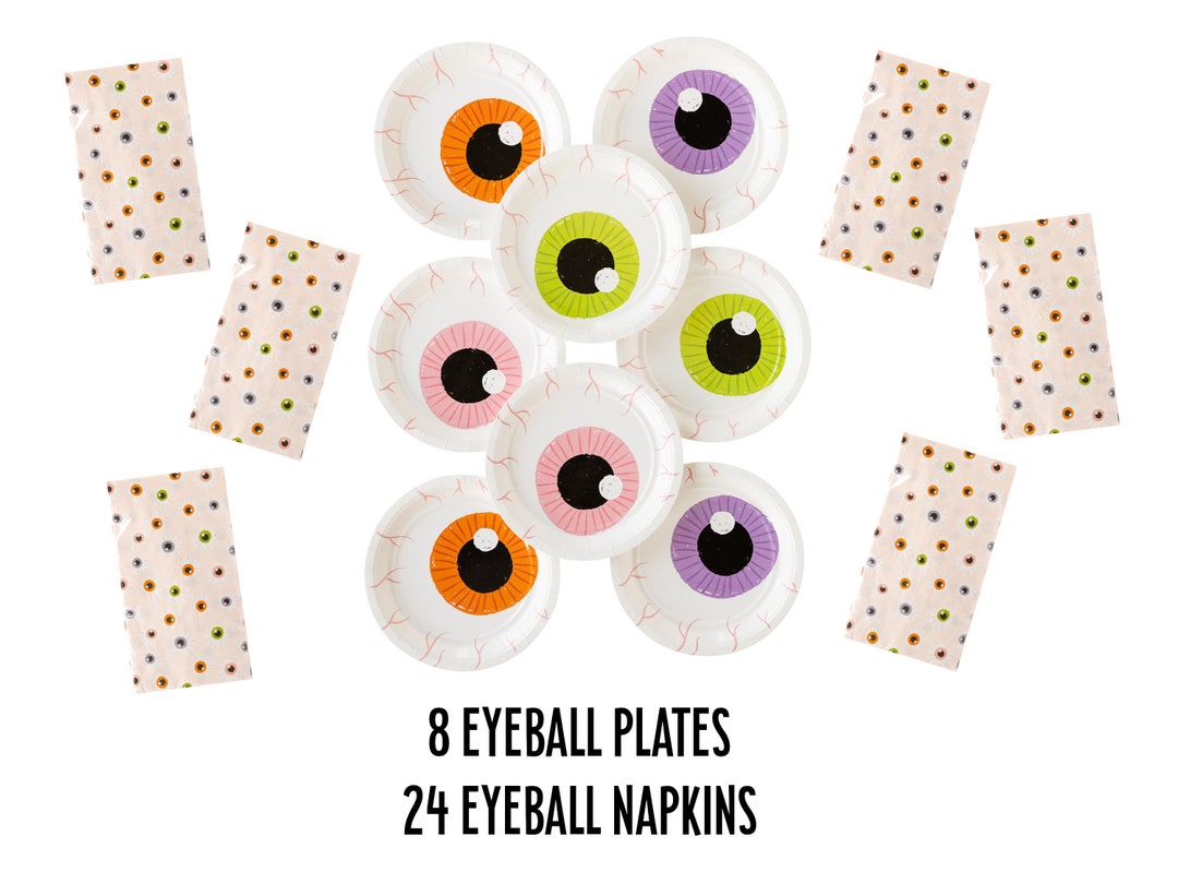 Eyeball Paper Plates, Creepy Halloween Table, Halloween Plates and