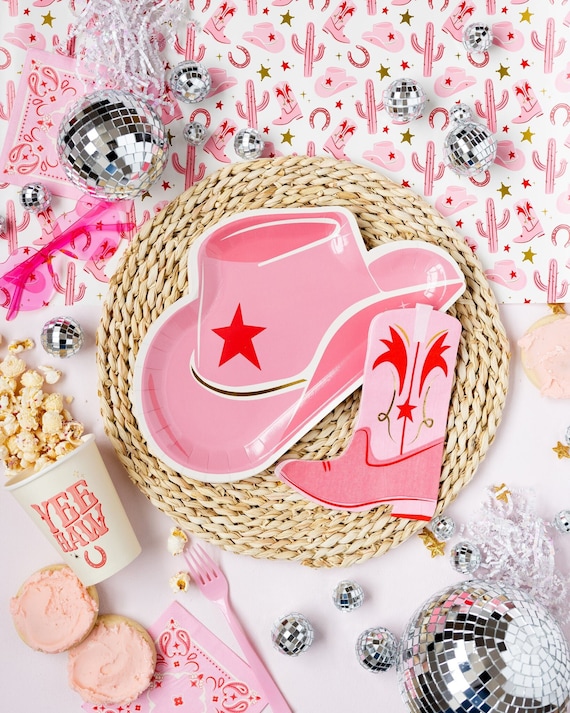 Cowgirl Birthday Party Supplies, Pink Cowgirl Hat Plates, Cowgirl Party, Western Birthday, Rodeo Birthday, Wild West Birthday, Disco Cowgirl