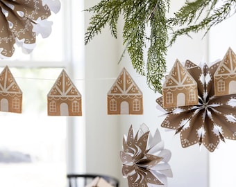 Gingerbread House Felt Banner, Gingerbread Banner, Christmas Garland, Gingerbread Garland, Christmas Mantle Decor, Christmas Decorations