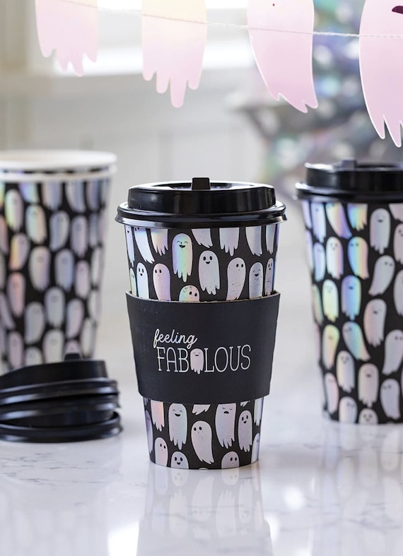 Boo Coffee Cups, Feeling FaBOOlous, Halloween Coffee Cups, Halloween Gift, Coffee To Go Cups, Halloween Party, Halloween Drinks, Ghost Mug