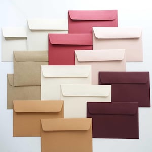 Pack of 14 assorted C6 envelopes: Pink, plum & terracotta tones
