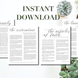 LDS Proclamations: The Family A Proclamation To The World, Living Christ, Articles of Faith, & The Restoration. 8x10, 16x20, 11x14, 24x36&quot;