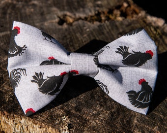 Boys Yellow With Chickens Clip On Cotton Bow Tie